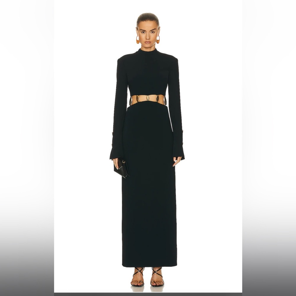 Simkhai Gloria black evening gown with gold hardware size 4 NWT never been worn